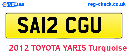 SA12CGU are the vehicle registration plates.