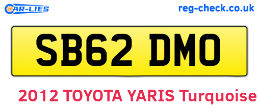 SB62DMO are the vehicle registration plates.