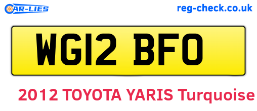 WG12BFO are the vehicle registration plates.