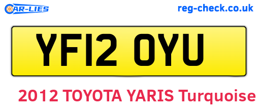 YF12OYU are the vehicle registration plates.