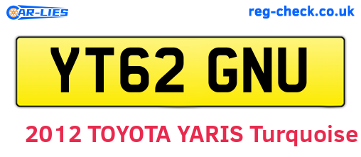 YT62GNU are the vehicle registration plates.