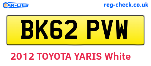 BK62PVW are the vehicle registration plates.