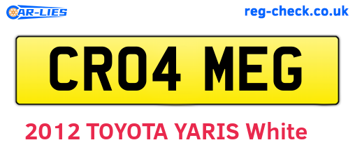 CR04MEG are the vehicle registration plates.