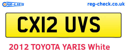 CX12UVS are the vehicle registration plates.