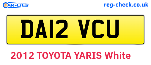 DA12VCU are the vehicle registration plates.