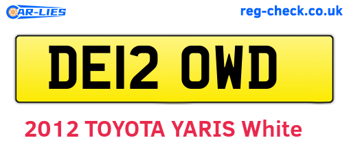 DE12OWD are the vehicle registration plates.