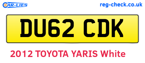 DU62CDK are the vehicle registration plates.
