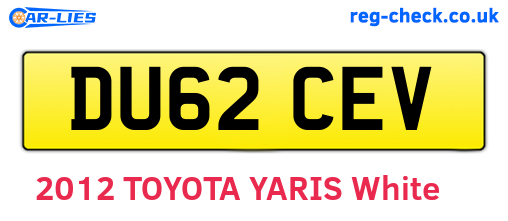 DU62CEV are the vehicle registration plates.