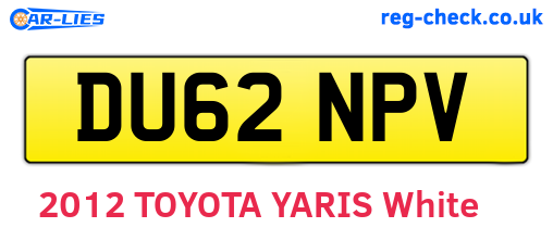 DU62NPV are the vehicle registration plates.