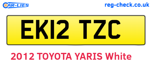 EK12TZC are the vehicle registration plates.