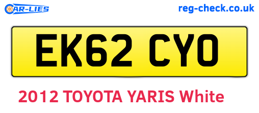 EK62CYO are the vehicle registration plates.