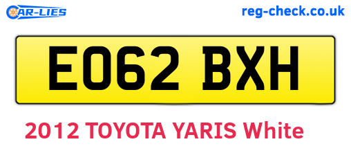 EO62BXH are the vehicle registration plates.