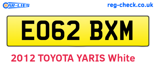 EO62BXM are the vehicle registration plates.