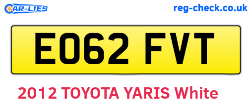 EO62FVT are the vehicle registration plates.