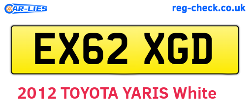 EX62XGD are the vehicle registration plates.