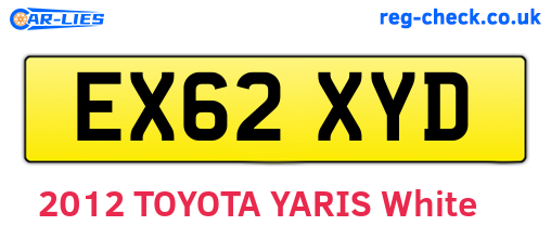 EX62XYD are the vehicle registration plates.