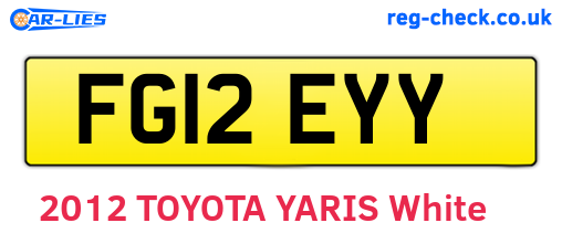 FG12EYY are the vehicle registration plates.