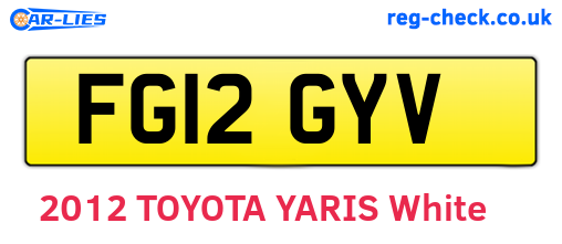 FG12GYV are the vehicle registration plates.