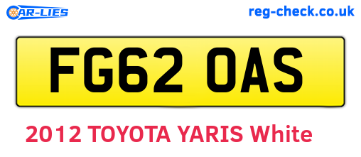 FG62OAS are the vehicle registration plates.