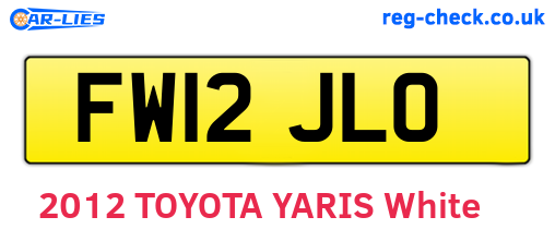 FW12JLO are the vehicle registration plates.