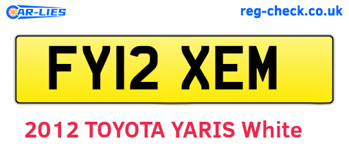 FY12XEM are the vehicle registration plates.