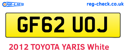 GF62UOJ are the vehicle registration plates.