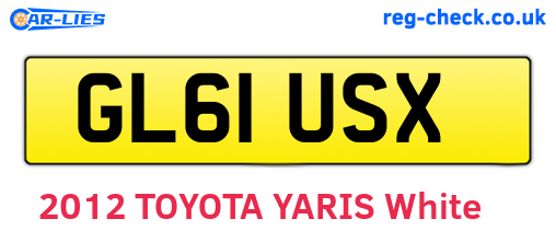 GL61USX are the vehicle registration plates.