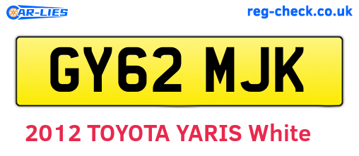 GY62MJK are the vehicle registration plates.