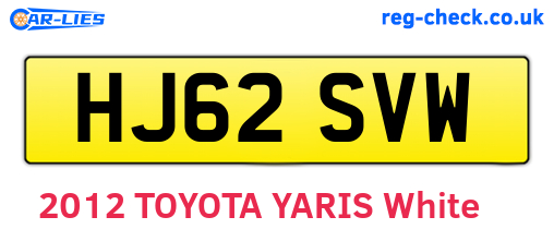 HJ62SVW are the vehicle registration plates.