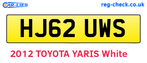 HJ62UWS are the vehicle registration plates.