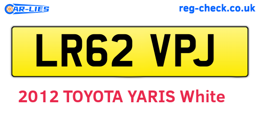 LR62VPJ are the vehicle registration plates.