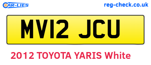 MV12JCU are the vehicle registration plates.