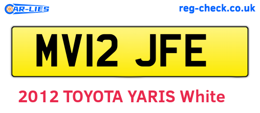 MV12JFE are the vehicle registration plates.