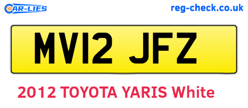 MV12JFZ are the vehicle registration plates.