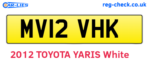 MV12VHK are the vehicle registration plates.