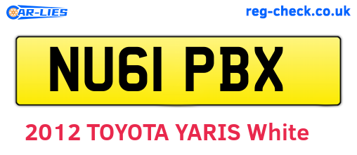 NU61PBX are the vehicle registration plates.