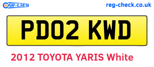 PD02KWD are the vehicle registration plates.
