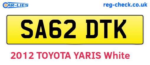 SA62DTK are the vehicle registration plates.