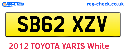SB62XZV are the vehicle registration plates.