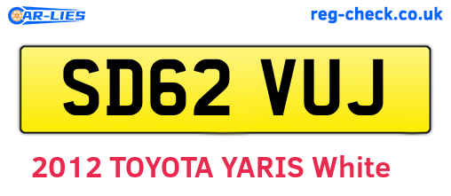 SD62VUJ are the vehicle registration plates.