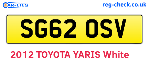 SG62OSV are the vehicle registration plates.