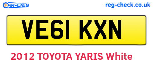 VE61KXN are the vehicle registration plates.