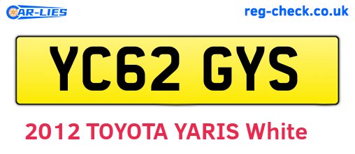 YC62GYS are the vehicle registration plates.