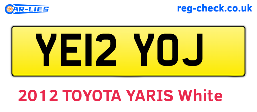 YE12YOJ are the vehicle registration plates.