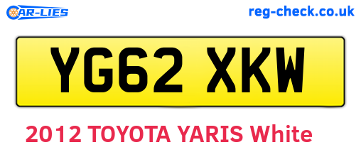 YG62XKW are the vehicle registration plates.