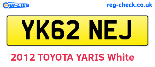 YK62NEJ are the vehicle registration plates.