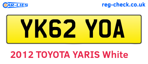 YK62YOA are the vehicle registration plates.