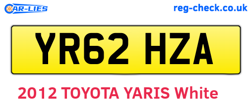 YR62HZA are the vehicle registration plates.