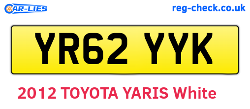YR62YYK are the vehicle registration plates.