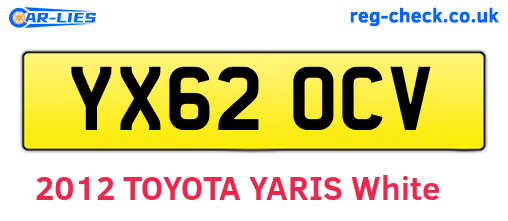 YX62OCV are the vehicle registration plates.